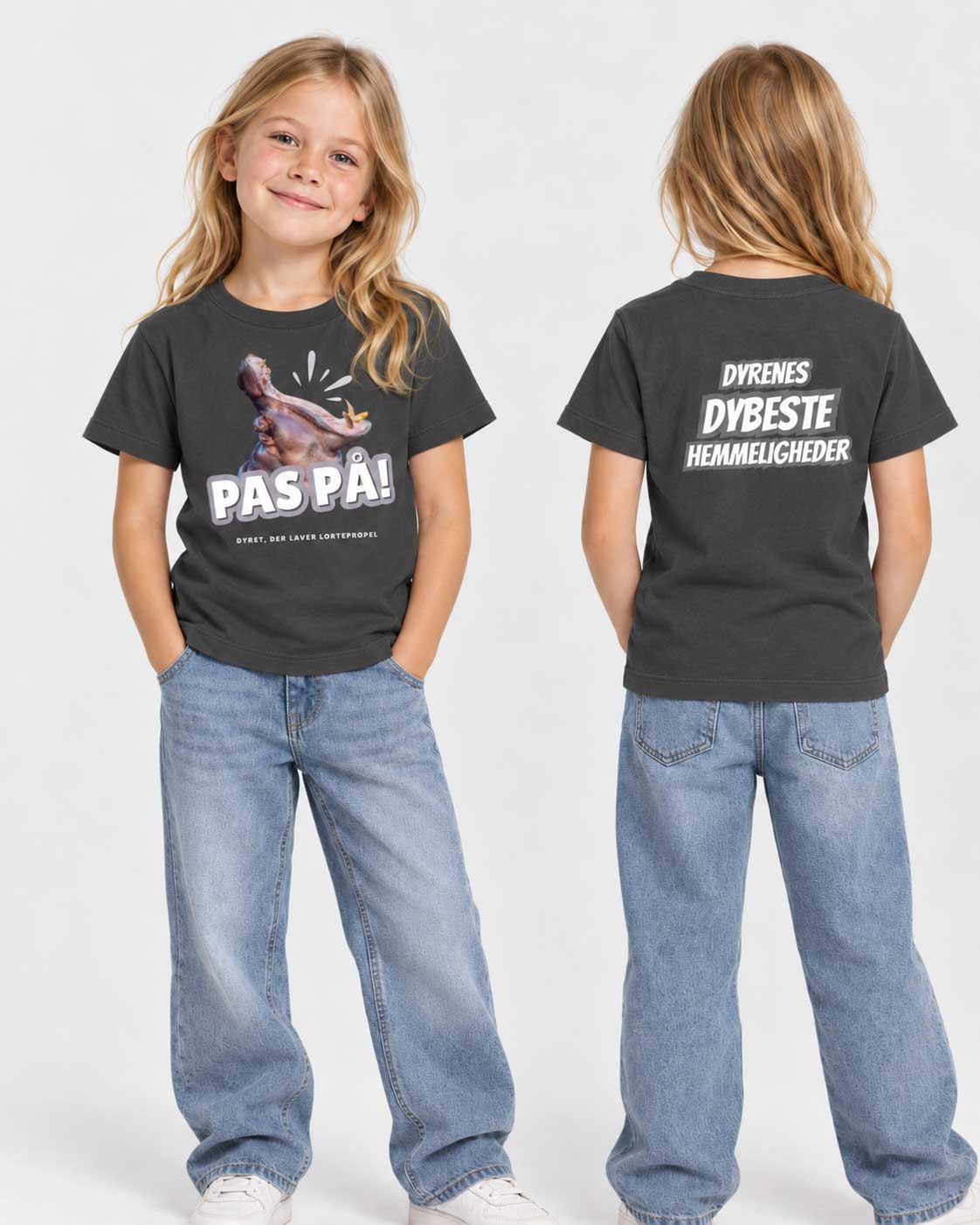 Alternative view of Flodhest t-shirt | Dyrenes DYBESTE Hemmeligheder | OBS: Levering fra 20. november
